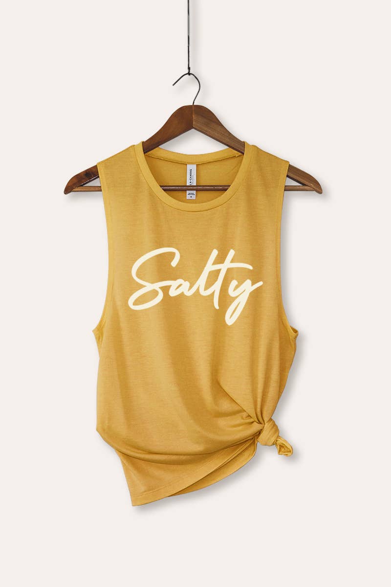 VINTAGE POINT USA – wholesale Tank top – Women′s – SALTY CURSIVE TYPOGRAPHY GRAPHIC TANK TOP3