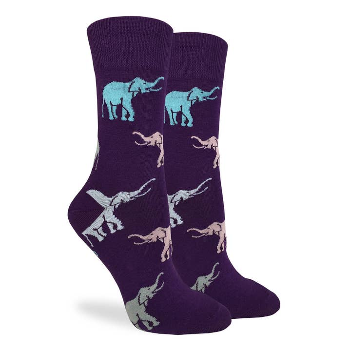 Chaussettes Purple Elephants pour femmes pour la vente par Good Luck Sock