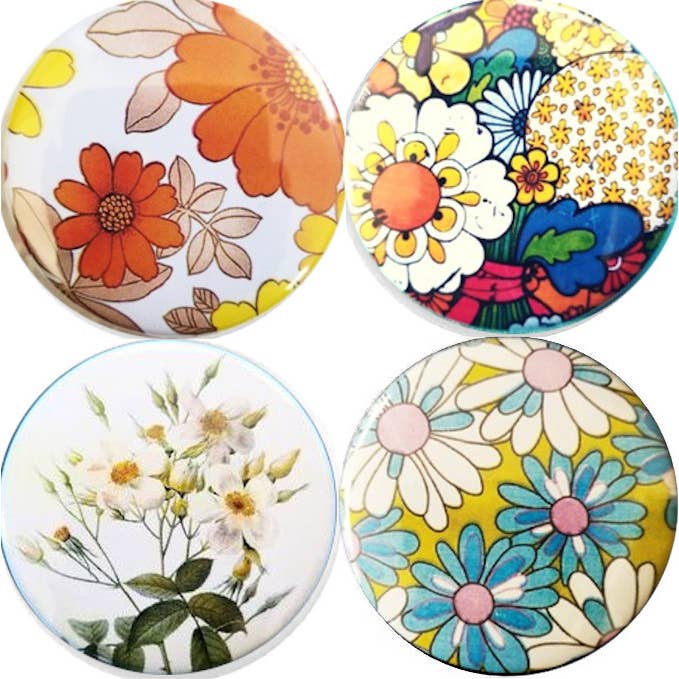 Fiori vintage x 4 grandi spilli da 2,25 pollici (57 mm), metà secolo per la vendita all'ingrosso da parte di Pinbax Express