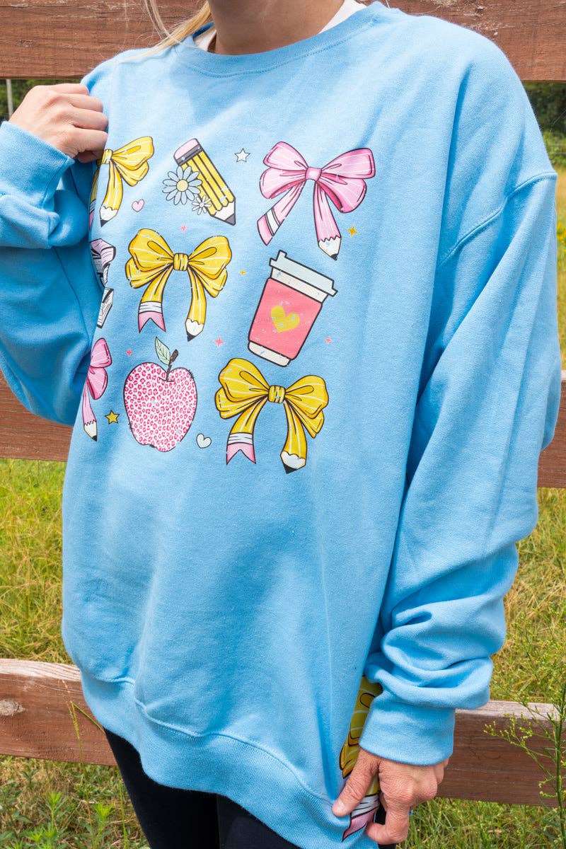 Wholesale Accessory Market - Vente Sweat-shirt à imprimés – femme - Sweat-shirt unisexe NuBlend à col rond avec nœuds latéraux Coquette enseignant9