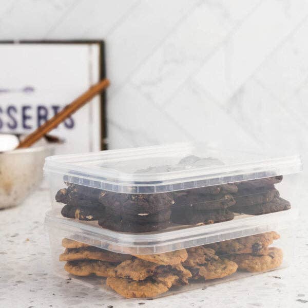 EcoQuality - Wholesale Food Storage Container - 50oz Rectangular Clear Food Storage Containers with Tamper Proof Lids