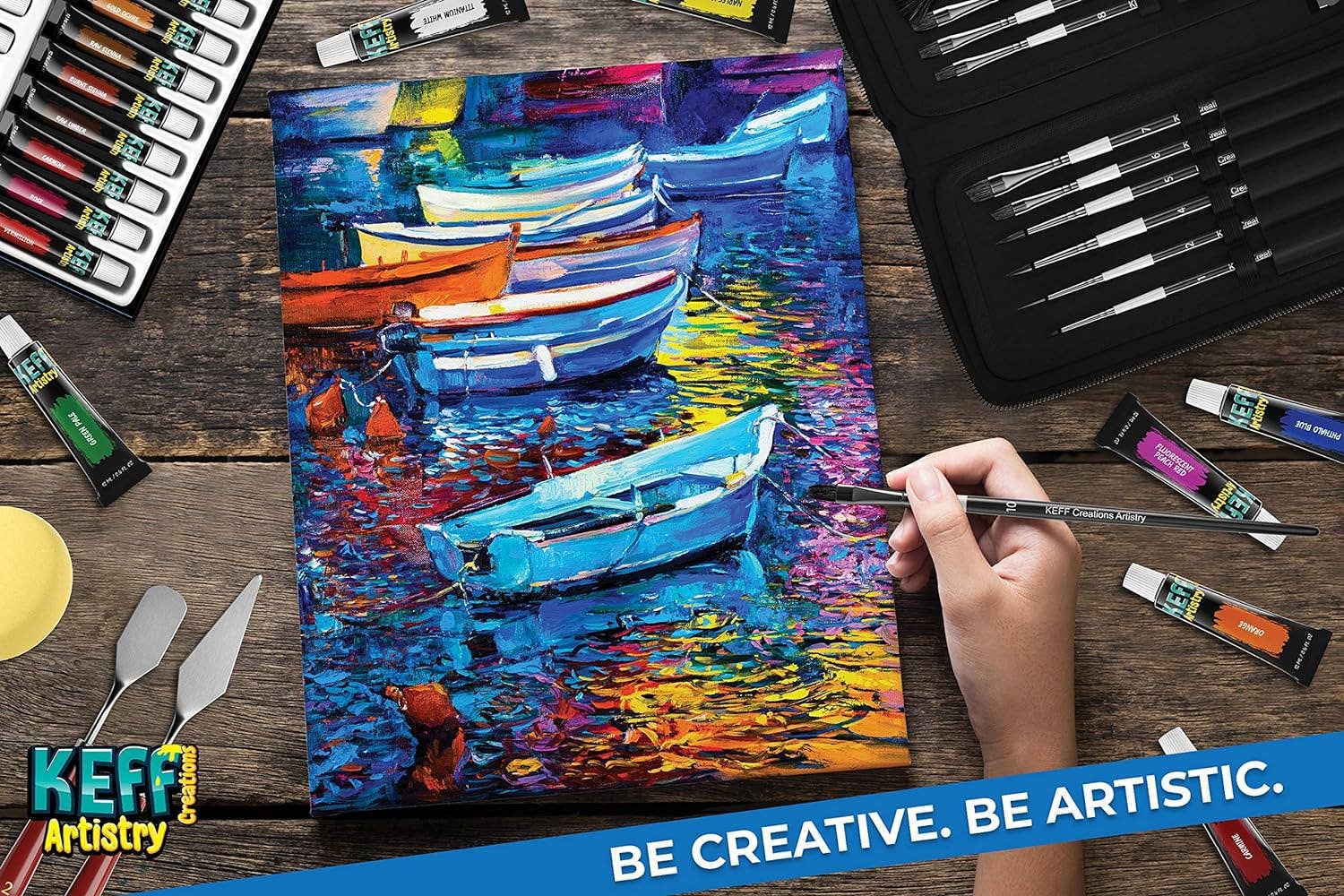 Keff Creations – Conjunto de pintura por atacado – Conjunto de pincéis de tinta acrílica Creations, ótimo conjunto de suprimentos de tinta5