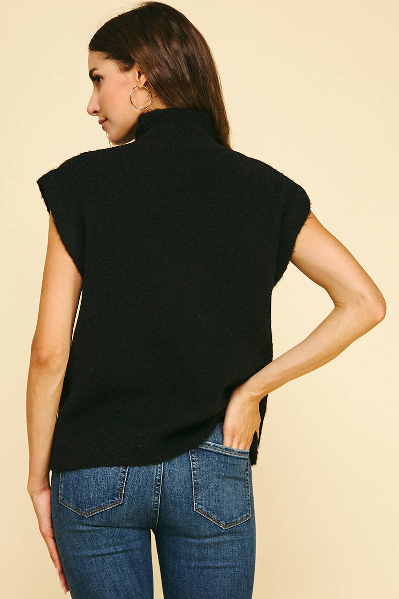 PINCH - Wholesale Knit Sweater - Women's - TURTLE NECK CAP SLEEVE SWEATER - 6334W10