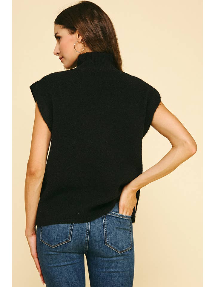 PINCH - Wholesale Knit Sweater - Women's - TURTLE NECK CAP SLEEVE SWEATER - 6334W10