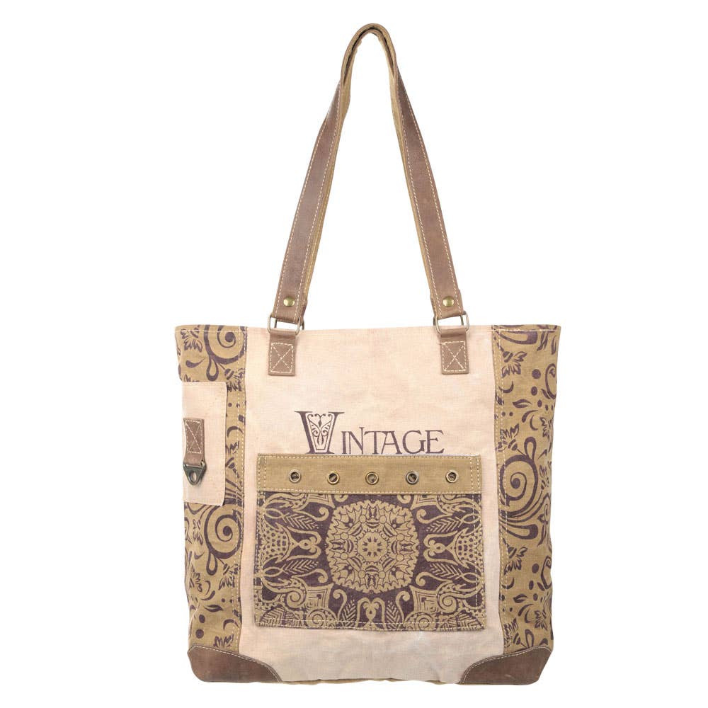 Clea Ray Canvas Bags & Clothing - Wholesale Tote Bag - Women's - Vintage Flower With Large Front Pocket Canvas Tote2