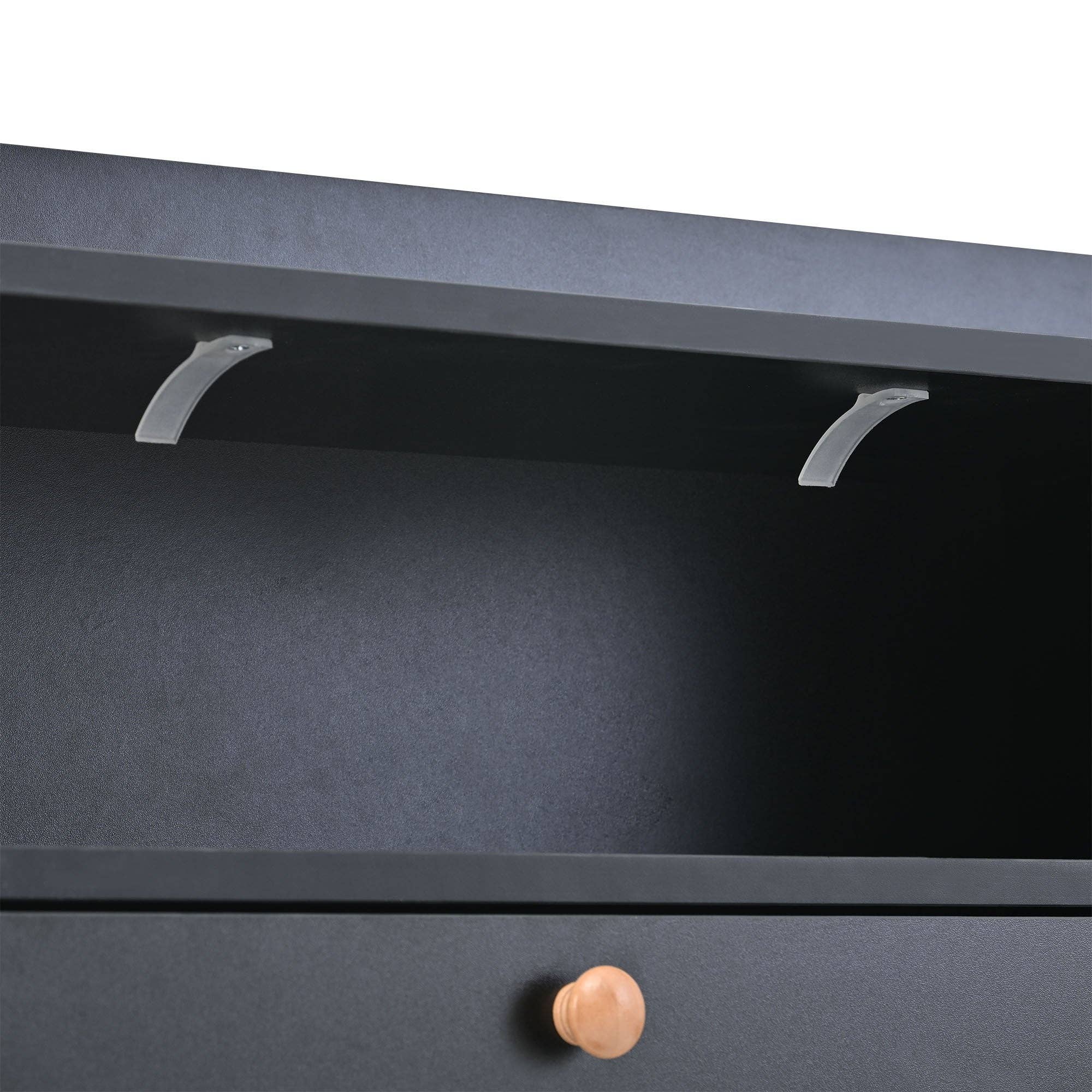 39F Inc. - Wholesale Shoe Rack - Modern Black Tipping Bucket Shoe Cabinet (4 Drawers, 2-Tier)17