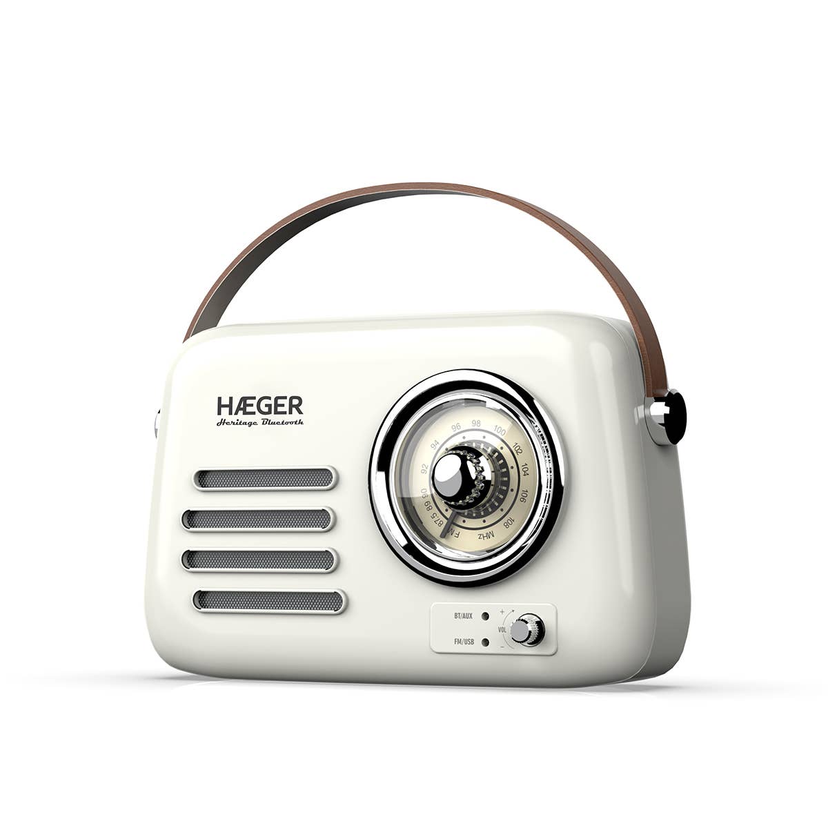 Haeger - Wholesale Small/Handheld Appliance - Vintage FM Radio HAEGER Heritage Bluetooth Cream - 20h Autonomy, AM/FM, USB, AUX, Bluetooth
