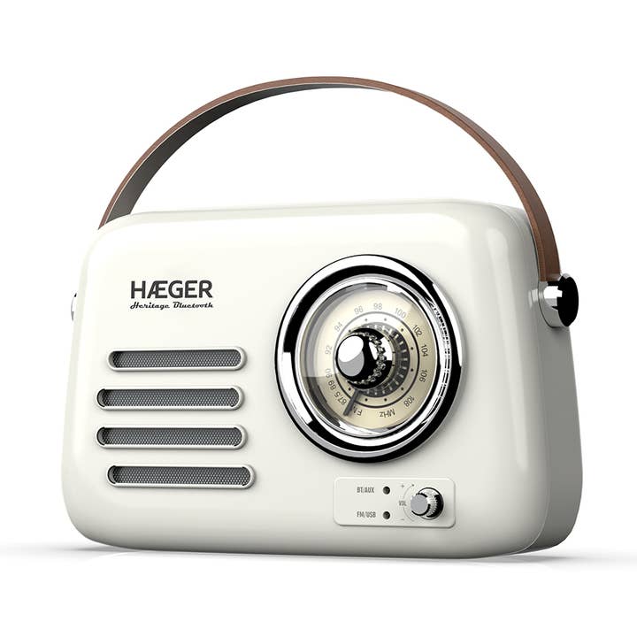 Haeger - Wholesale Small/Handheld Appliance - Vintage FM Radio HAEGER Heritage Bluetooth Cream - 20h Autonomy, AM/FM, USB, AUX, Bluetooth0