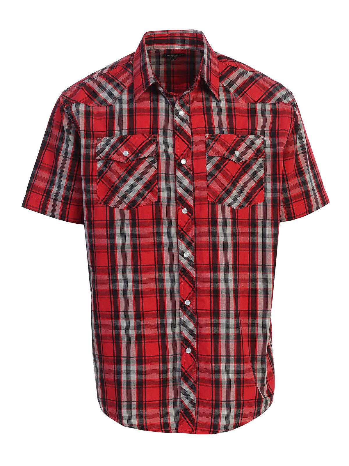 b-one inc - Wholesale Button Down Shirt - Men's - Men's Pearl Snap Button Down Plaid Short Sleeve Western Shirt1
