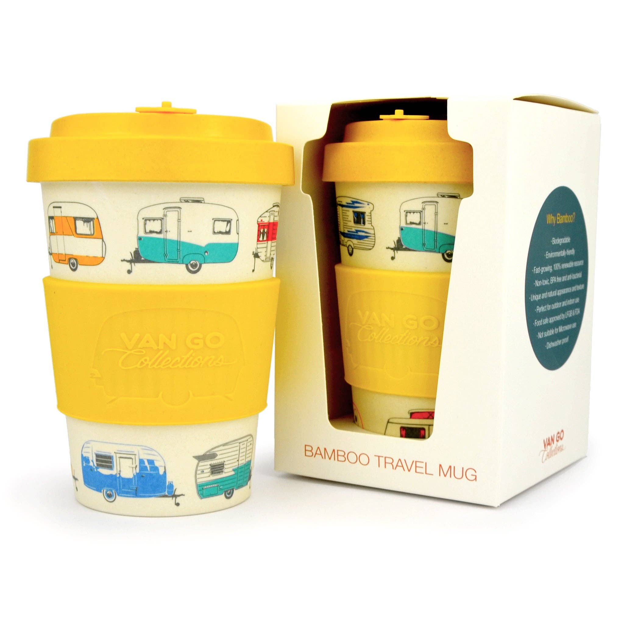 Jaune d'automne Mug de voyage en bambou | 400 ml | Collection Van Go 'Automne' Jaune en vente sur Faire6