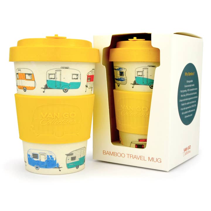 Amarillo otoño Taza de viaje de bambú | 400ml | Colecciones Van Go 'Otoño' Amarillo de venta al por mayor en Faire6