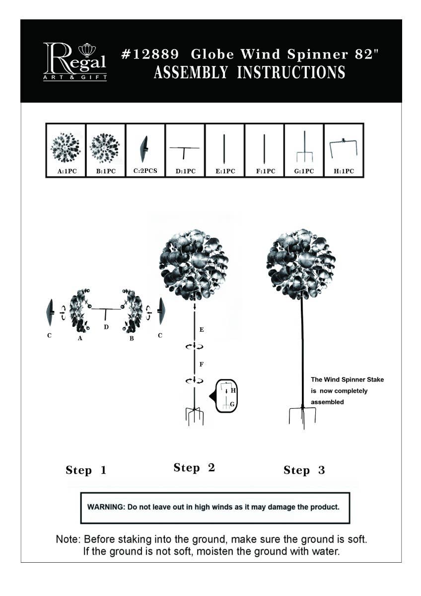 Regal Art & Gift - Wholesale Wind Spinner - Globe Wind Spinner 82"6