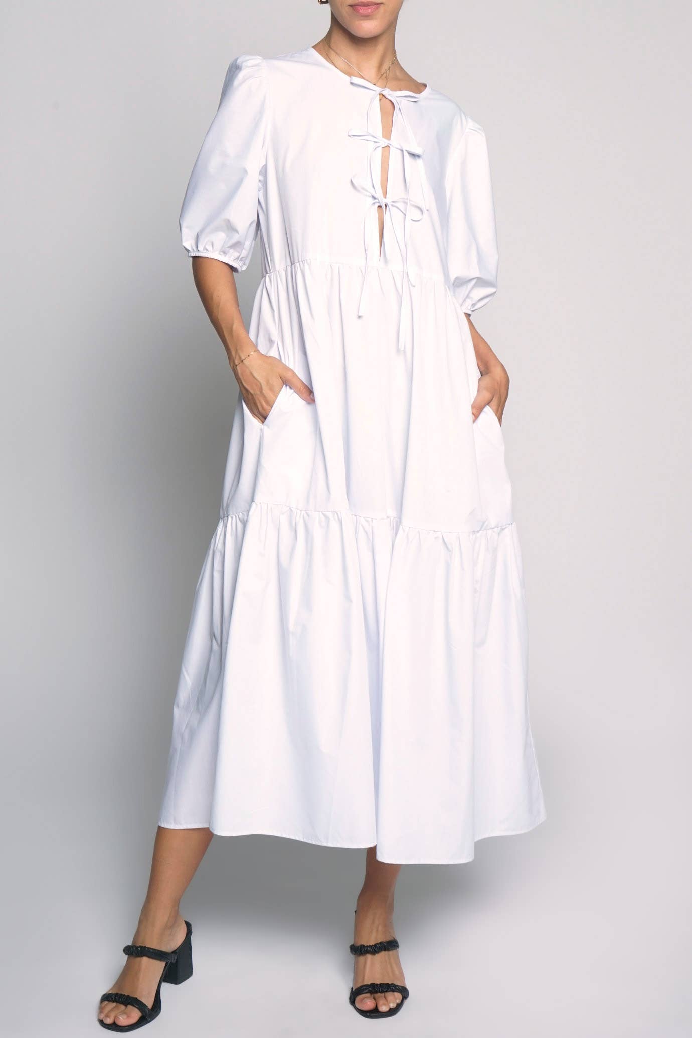 Sans Souci - Wholesale Jurk - Dames - POPLIN MAXIJURK MET STRIKSLUITING VOOR4