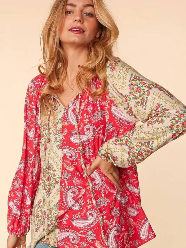 Pink paisley top for wholesale by Missy grace boutique