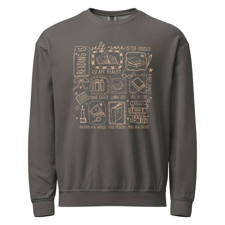 Keen Bee Studio - Wholesale Graphic Sweatshirt - Women's - Reading Is Self Care Heavyweight Sweatshirt2