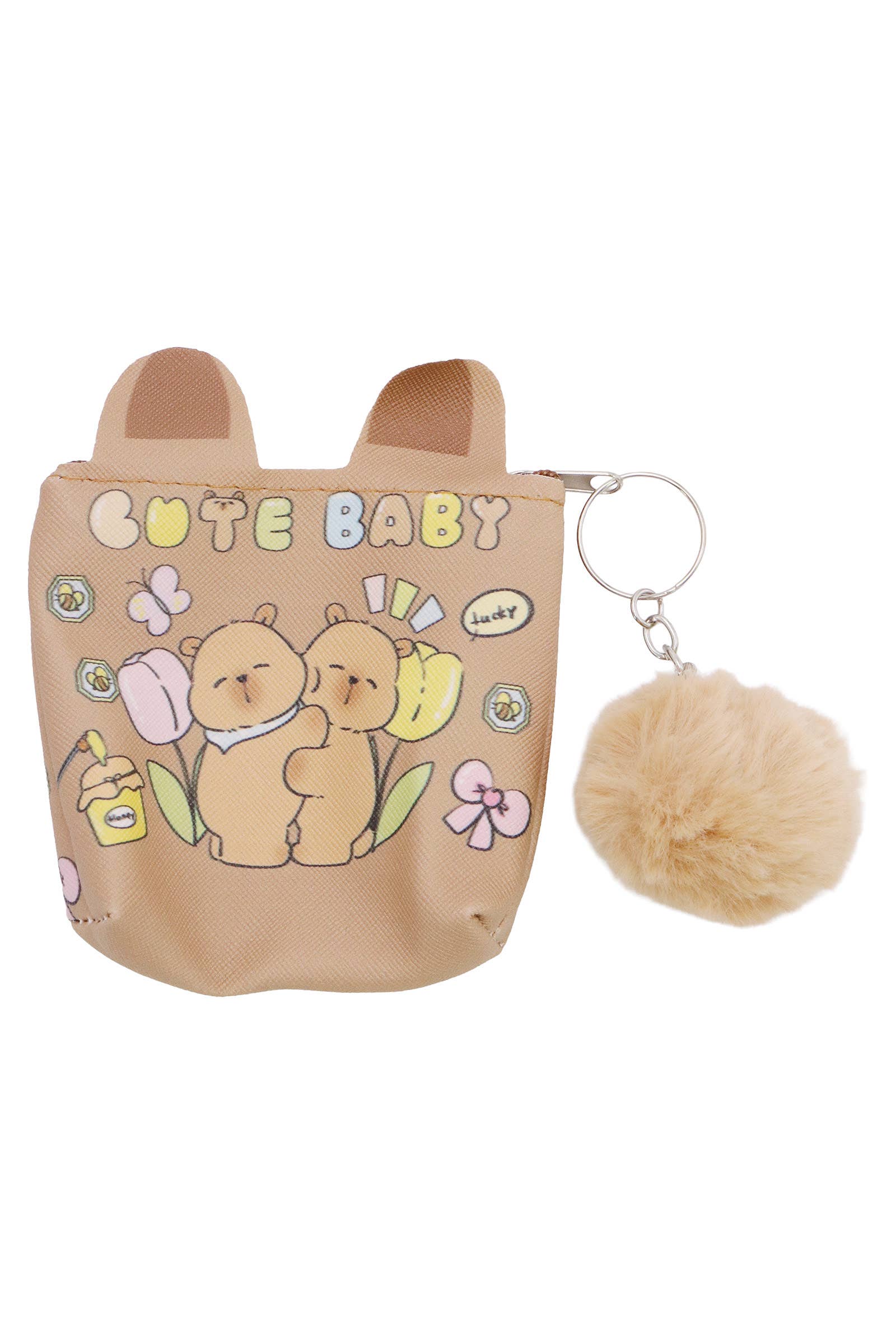 ASSORTED Capybara Pom Pom Vegan Leather Coin Purse Bag for wholesale on Faire2