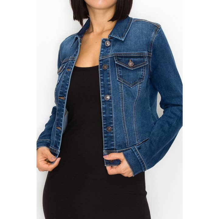 UP CLOTHING – wholesale Denim jacket – Women's – STONE WASHED BASIC DENIM JACKET WITH TWO POCKETS8