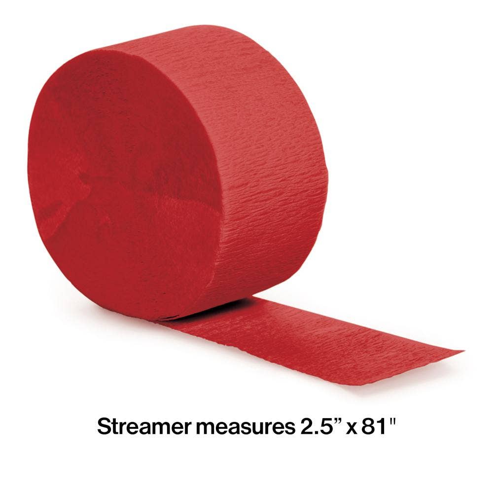 Bulk Party Decor - Wholesale Streamer - Classic Red Crepe Streamer 81 ft, 1/Pkg2