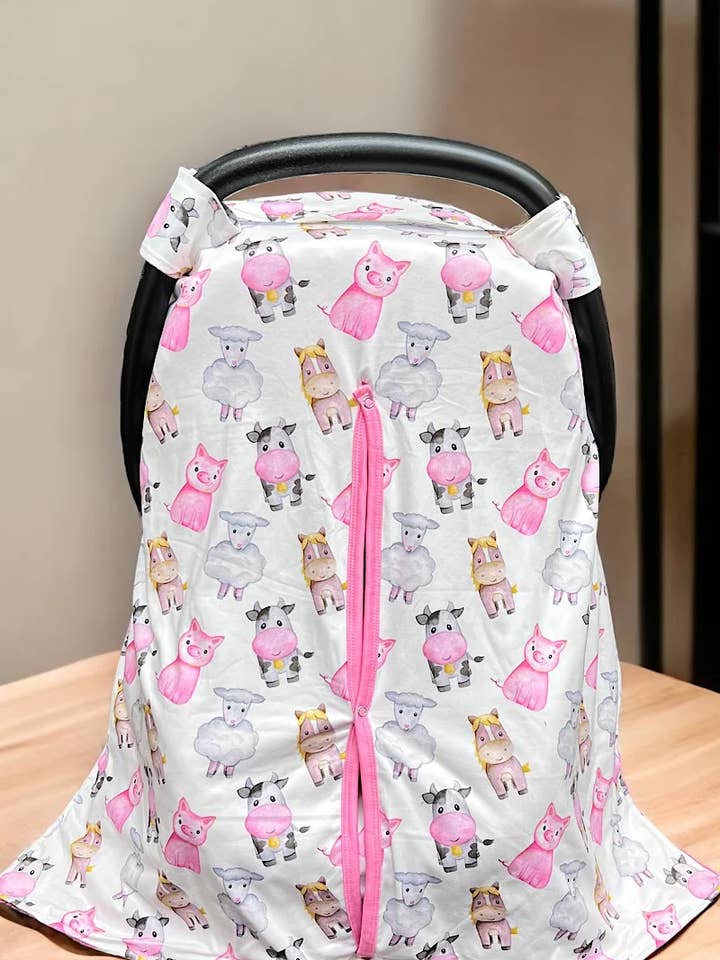 HOUSSE DE SIÈGE AUTO IMPRIMÉE POUR BÉBÉ ANIMAL DE LA FERME. pour la vente par Kids Charm Online