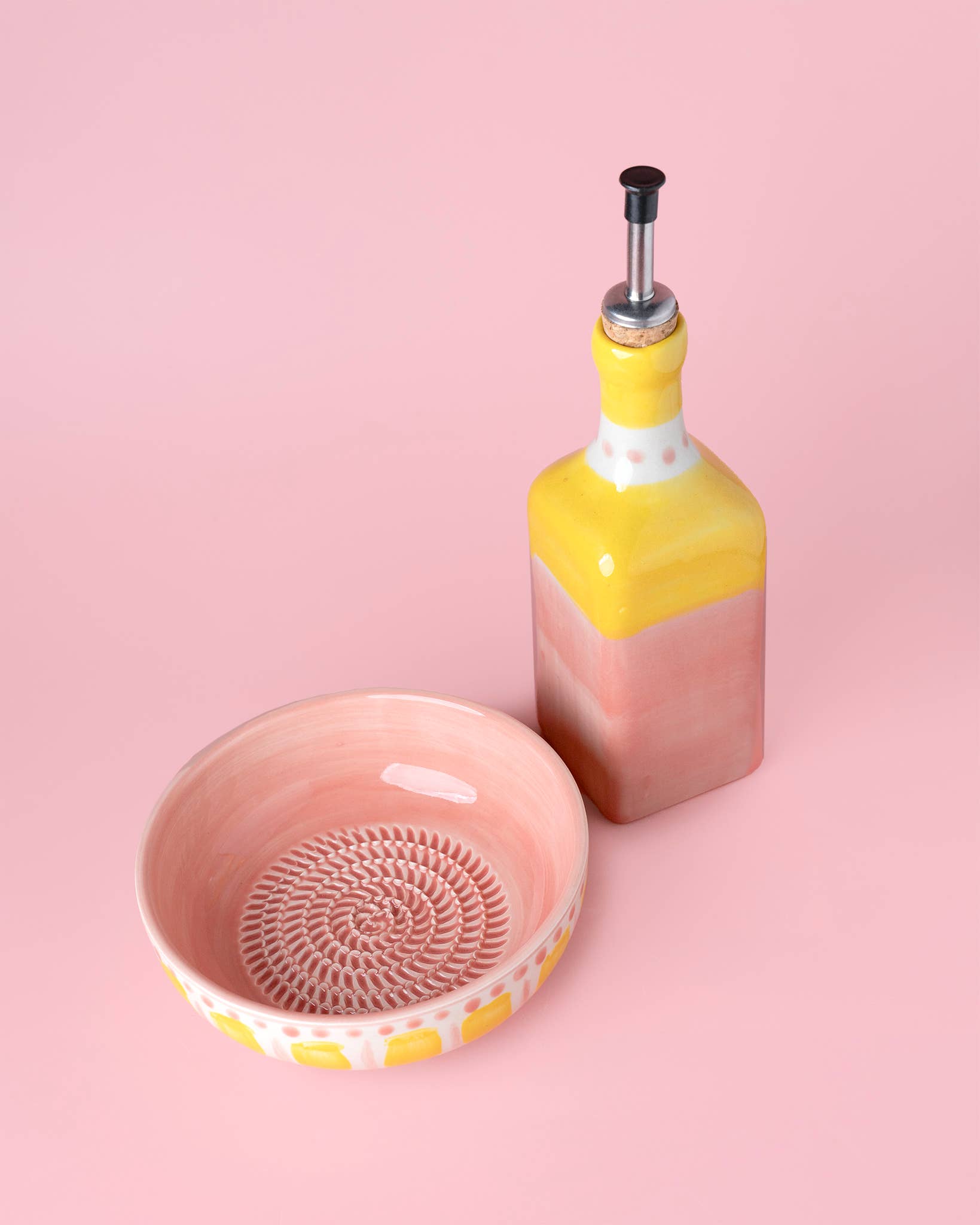 Alfar Tierra Cocida – wholesale Zester – Juego de Desayuno de Cerámica Hecho a Mano Dispensador de Aceite y Plato Rallador13