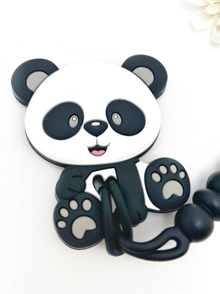 Adorable Panda Silicone Teether with Gummy Chic Clip for wholesale by Gummy Chic