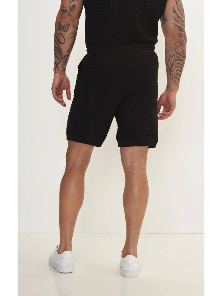 SORT Kortærmet strikket top og shorts til mænd med øje - sort for engroshandel på Faire7