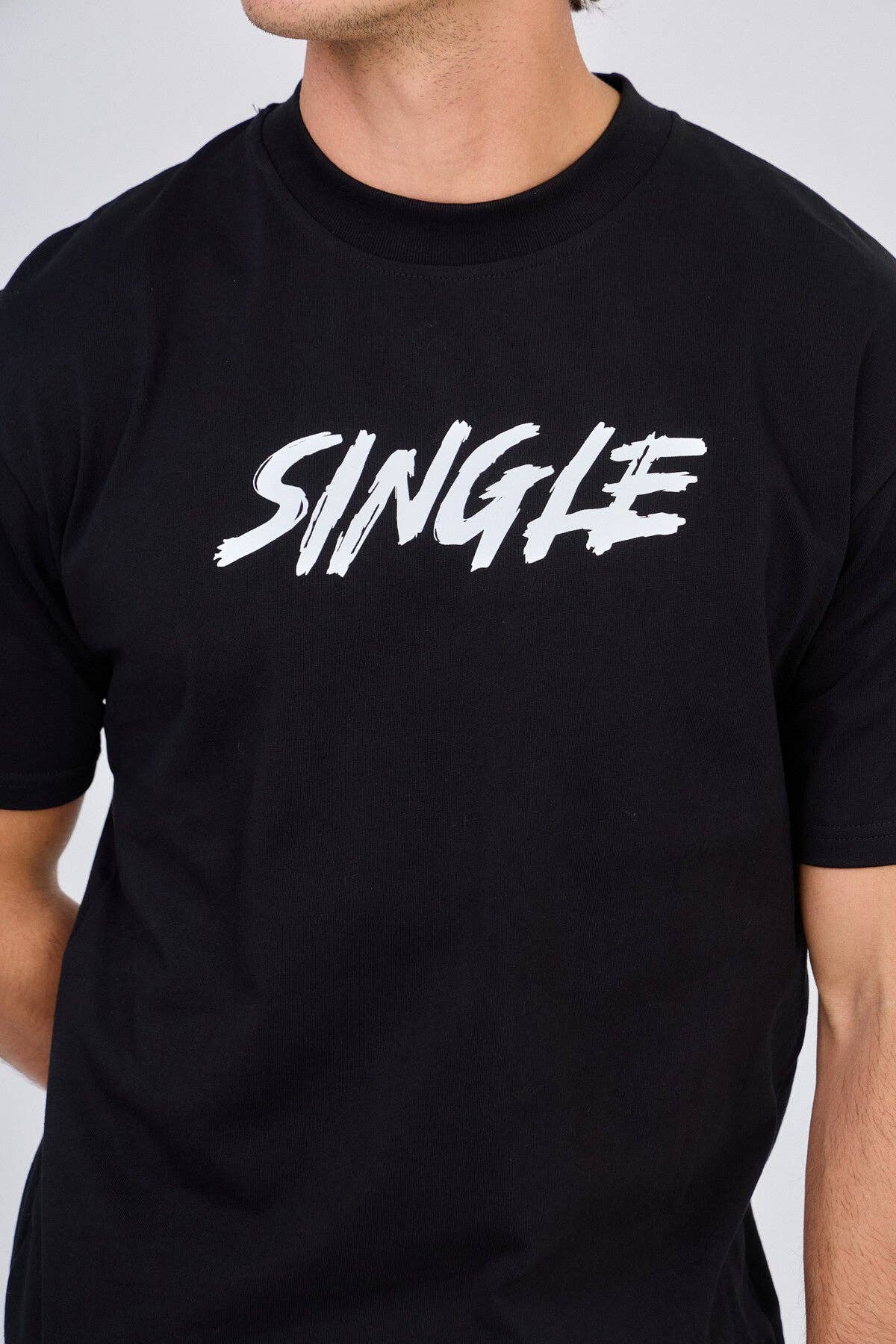 TOP MONDAY - Wholesale Screen Printed T-Shirt - Men's - Black T-Shirt "Single"0