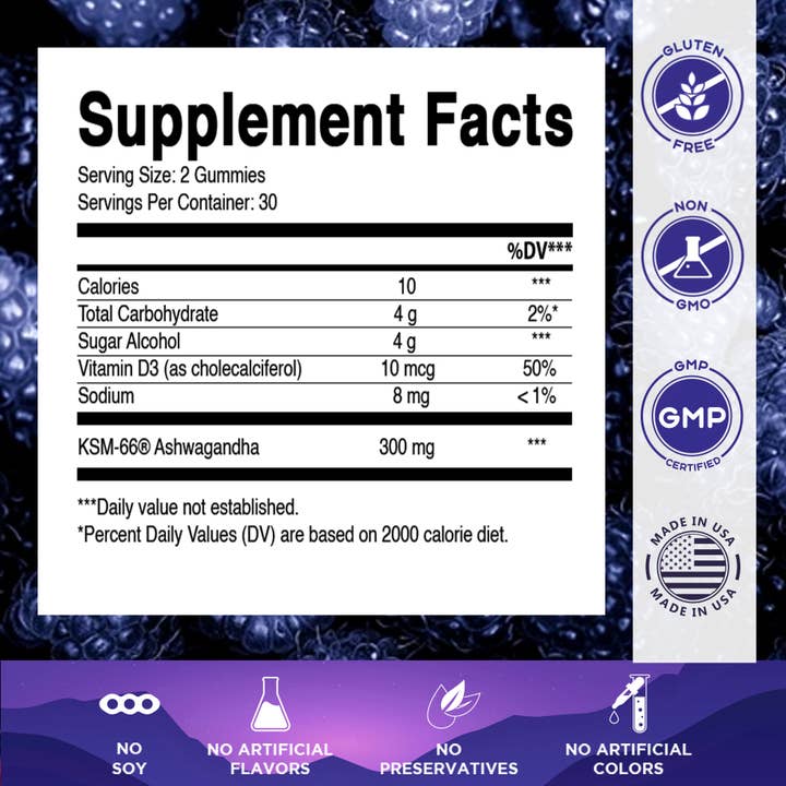 Vitamatic - Wholesale Oral Supplement/Vitamin - Vitamatic KSM-66® Ashwagandha + D3 Gummies - 60 Gummies1