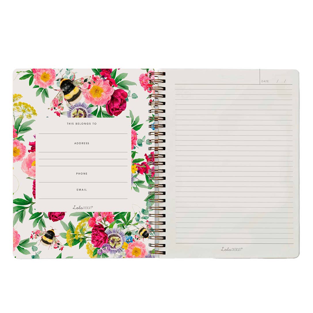 Lola Design Ltd - Wholesale Notebook - Wiro Bound Bee Luxury Organiser Notebook1