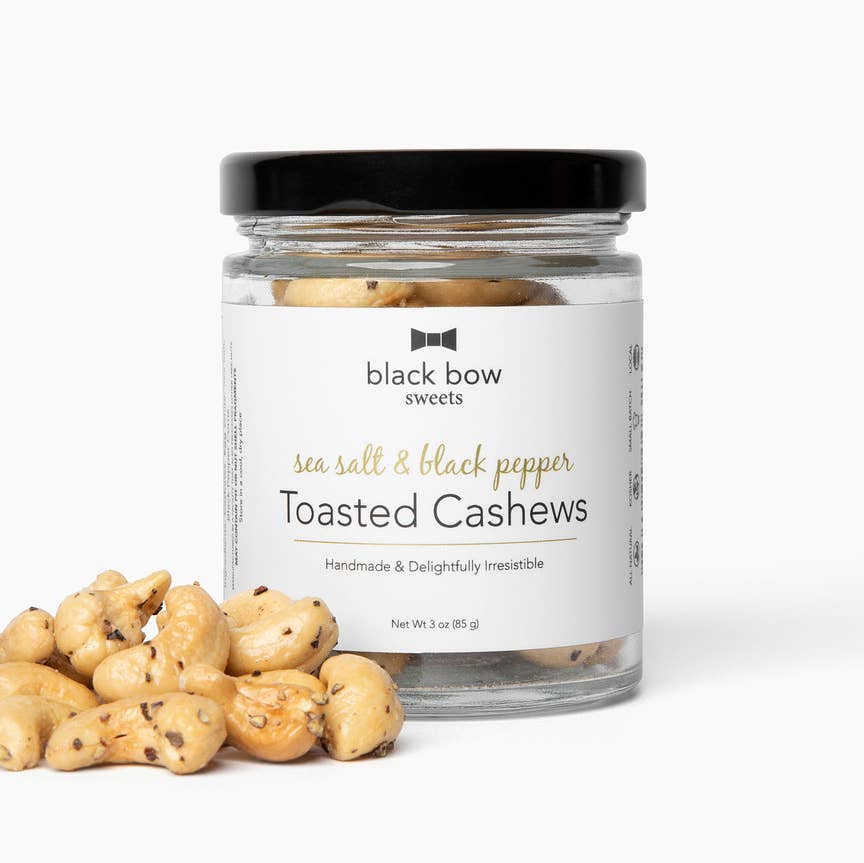 Black Bow Sweets - Wholesale Nuts - Toasted Cashew Jar | Sea Salt & Black Pepper