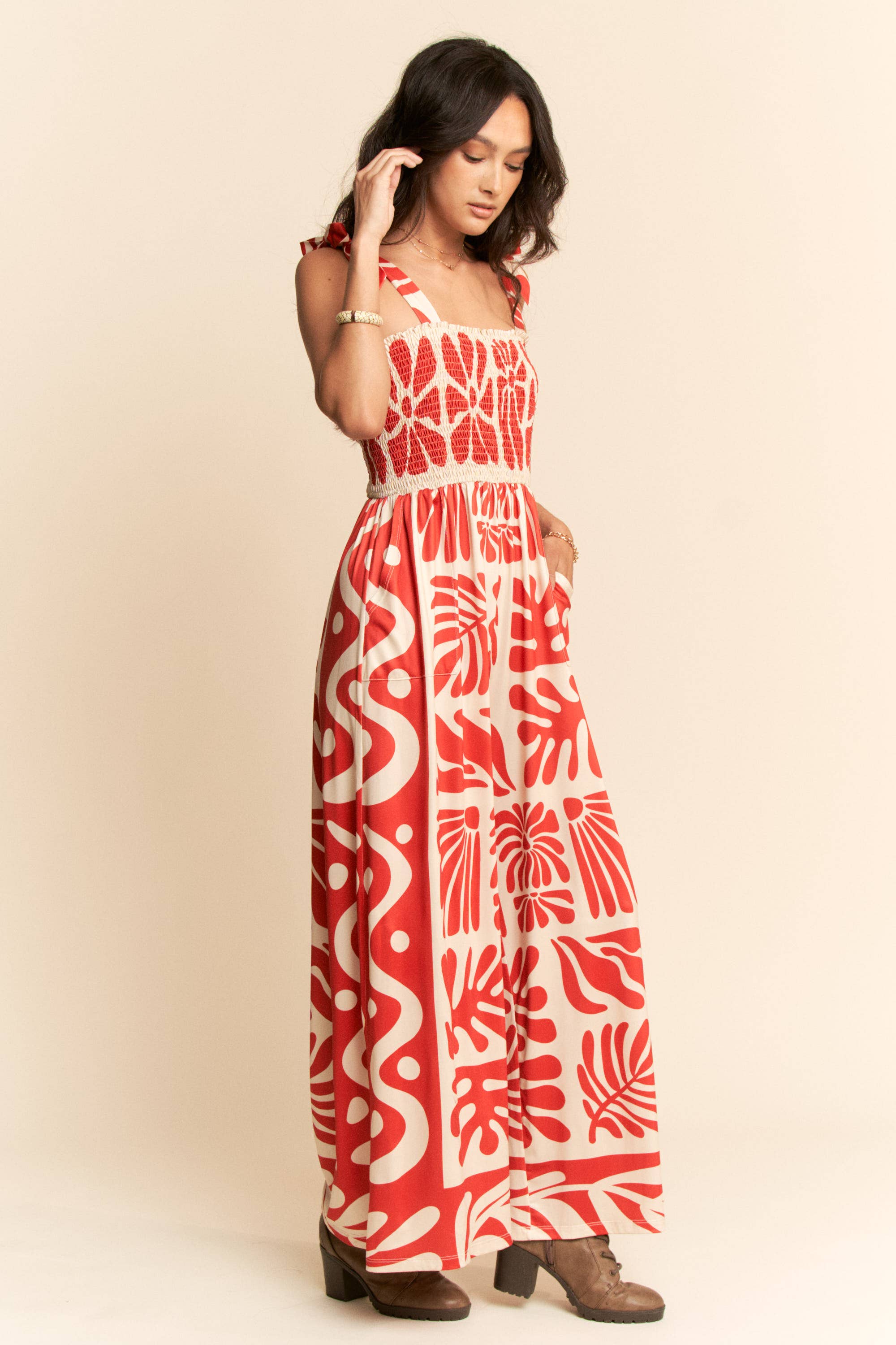 Davi & Dani – wholesale Jumpsuit – Women's – RETRO GEO FLORAL POSITION PRINTED KNIT JUMPSUIT9