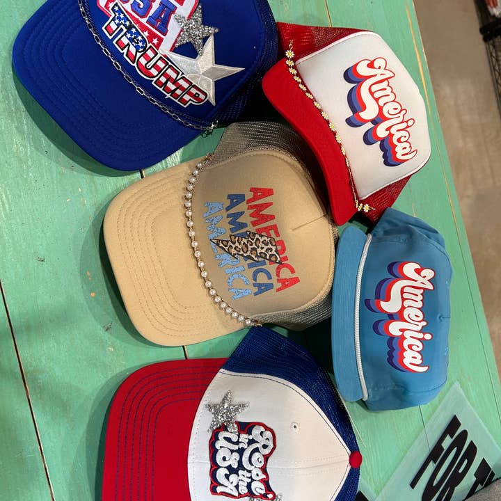 Vibes Hat Company - Wholesale Trucker Hat - Women's - Trump USA Trucker Hat | 4th Of July Hats | USA | Hats5