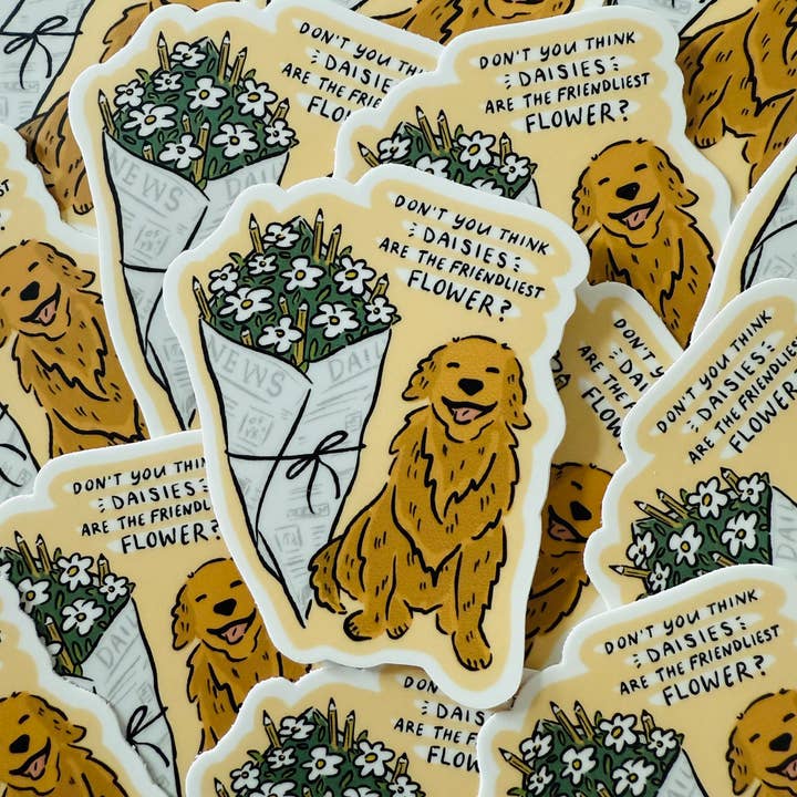 You've Got Mail | Golden Retriever Daisies Sticker for wholesale by Makerie Day