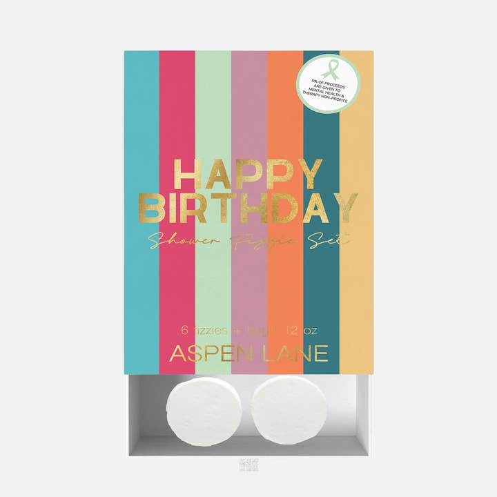 Aspen Lane - Vente Bombe de douche/galet bien-être pour la douche - Set de douche Happy Birthday Steamer Fizzie0