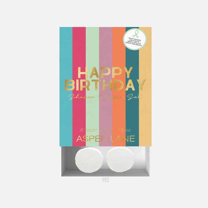 Aspen Lane – Großhandel Duschdampfer/-bombe – Happy Birthday Duschdampfgarer Fizzie Set