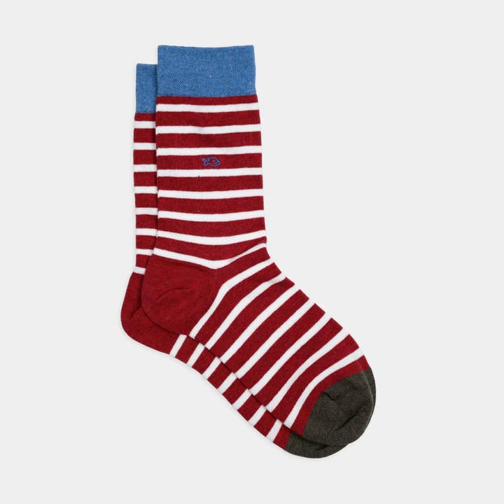 BILLYBELT - Wholesale Socks - Men's - Wide Striped Socks - Red, White Striped