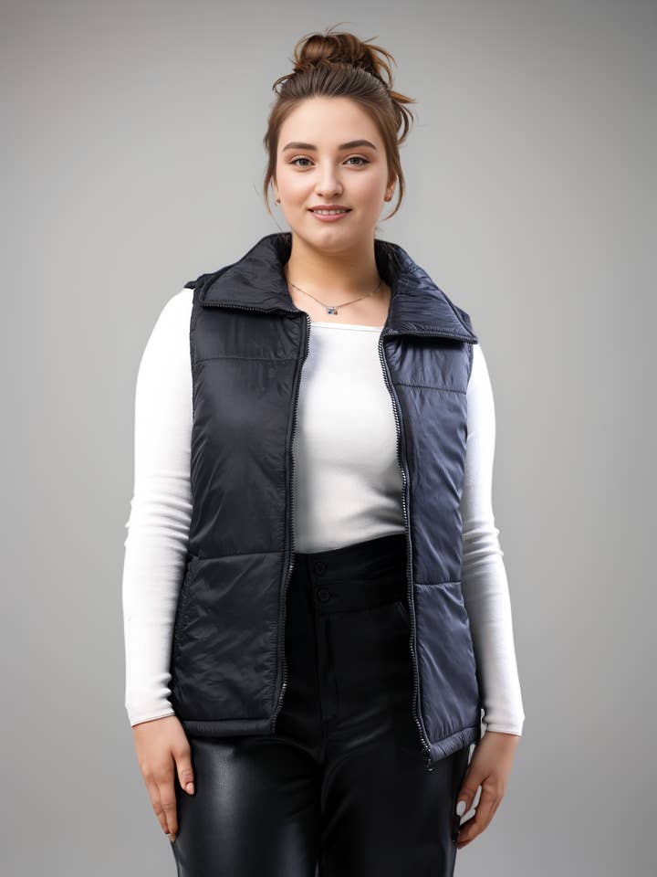 Hushy Wear – Großhandel Oberbekleidungsweste – Damen – Puffer Weste - Schwarz