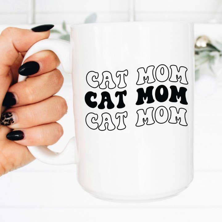 Tasse Cat Mom, Tier, Haustiere, Fur Mama, Kaffeetasse, 15 oz für den Großhandel von Boho Sips