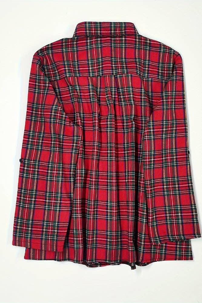 Red Plaid Long Sleeves Shirt ZK2465 for wholesale on Faire1
