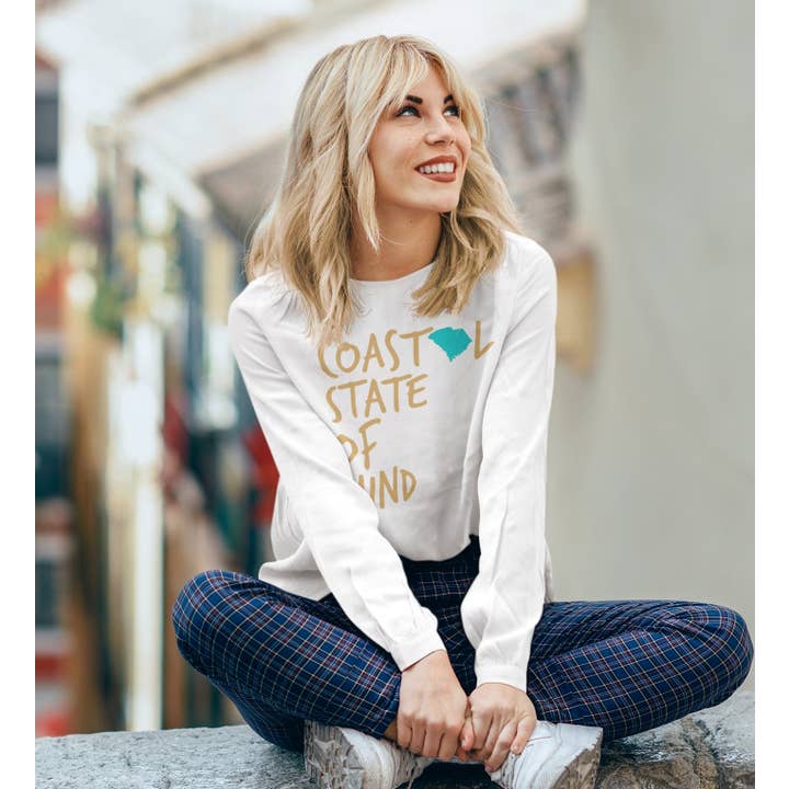 État d'esprit côtier T-shirt à manches longues unisexe en bord de mer de Caroline du Sud pour la vente par Coastal & Midwest State of Mind