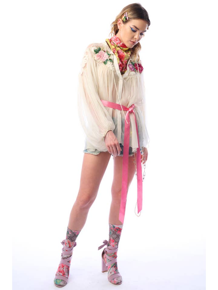 ivory Amora Chiffon Hand - Embellished Blouse / Top for wholesale on Faire16