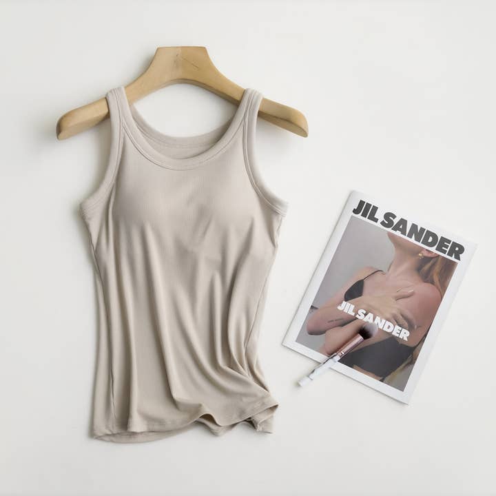 HIDDENBRAND - Wholesale Tank Top - Women's - Essential Basic Rib Soft tank top w built in bra19