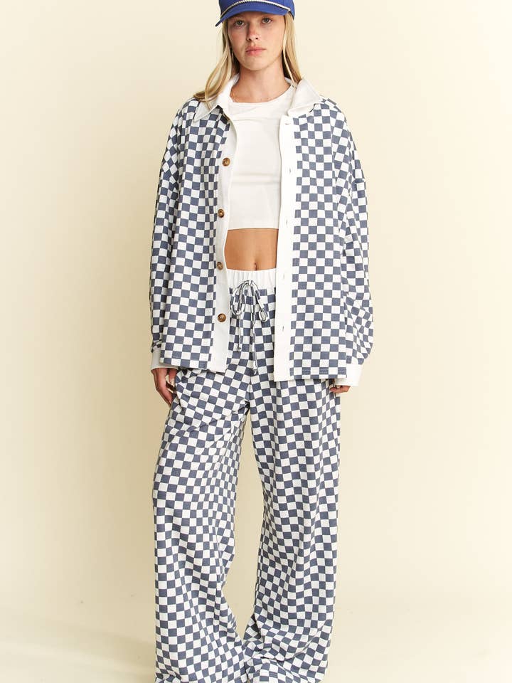 JADE BY JANE - Wholesale Pants - Women's - CHECKERED PRINT STRAIGHT LEG BOXER PANTS