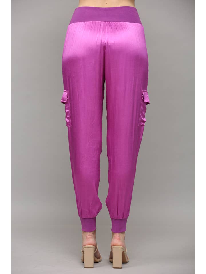 FATE - Vente Pantalon – femme - Pantalon jogger cargo en satin FP317615