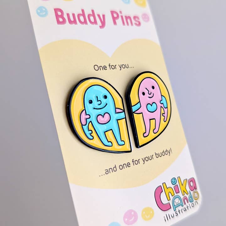 Chika Ando Illustration - Wholesale Lapel Pin/Button - Buddy Pins - A Cute Pair Of Enamel Pins4