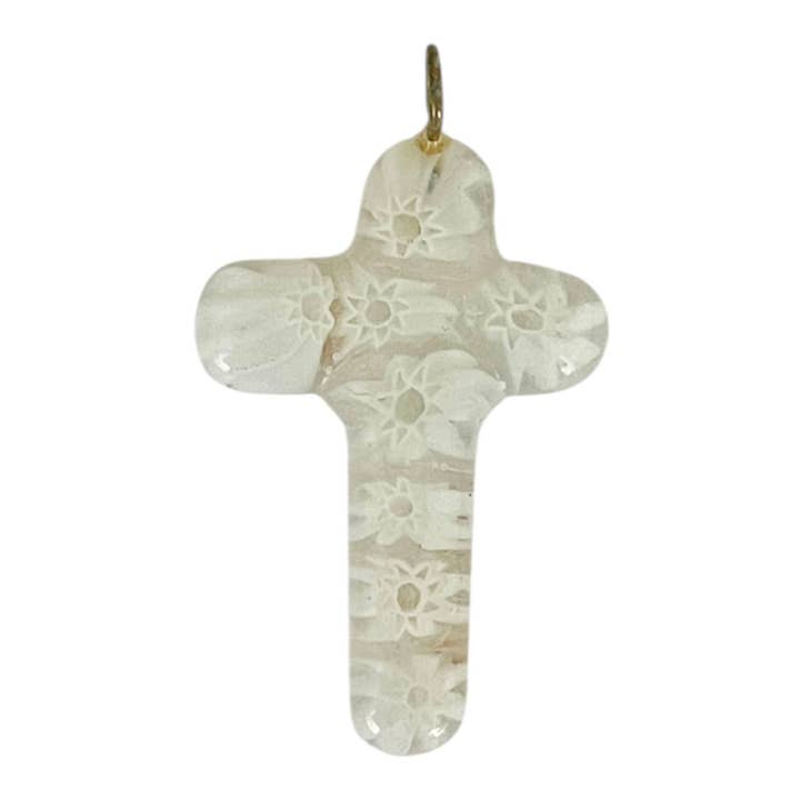 Single Charm - White Murano Cross for wholesale by The Sage Vintage