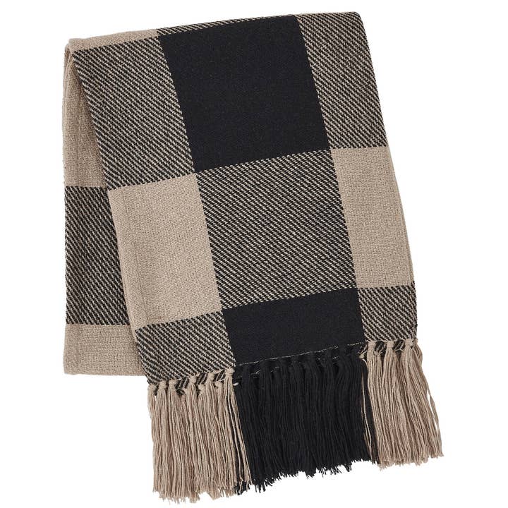 VHC Brands - Vente Plaids - Plaid tissé à carreaux noir 50x602