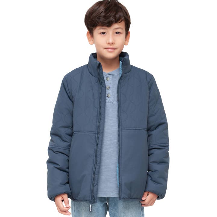 Rokka & Rolla - Wholesale Puffer Jacket - Kids - Boys' Reversible Quilted Jacket Fleece Puffer Coat31