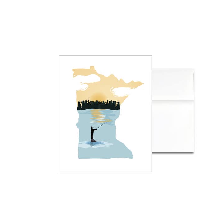 Minnesota Sunset Fishermen Card for wholesale by Little Dorset Shop