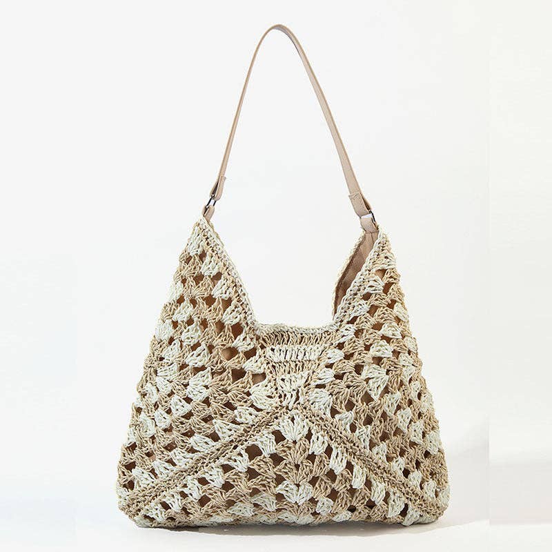 Funkyrel® Atzbranding Limited - Wholesale Beach Bag - Paper Rope Woven Beach Bag with Block Design3